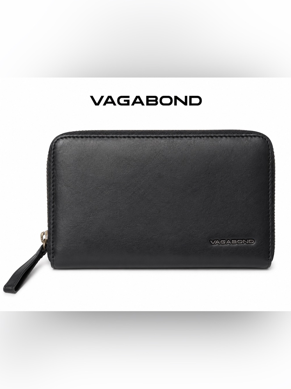 Vagabond Black Zip-Around Leather Wallet